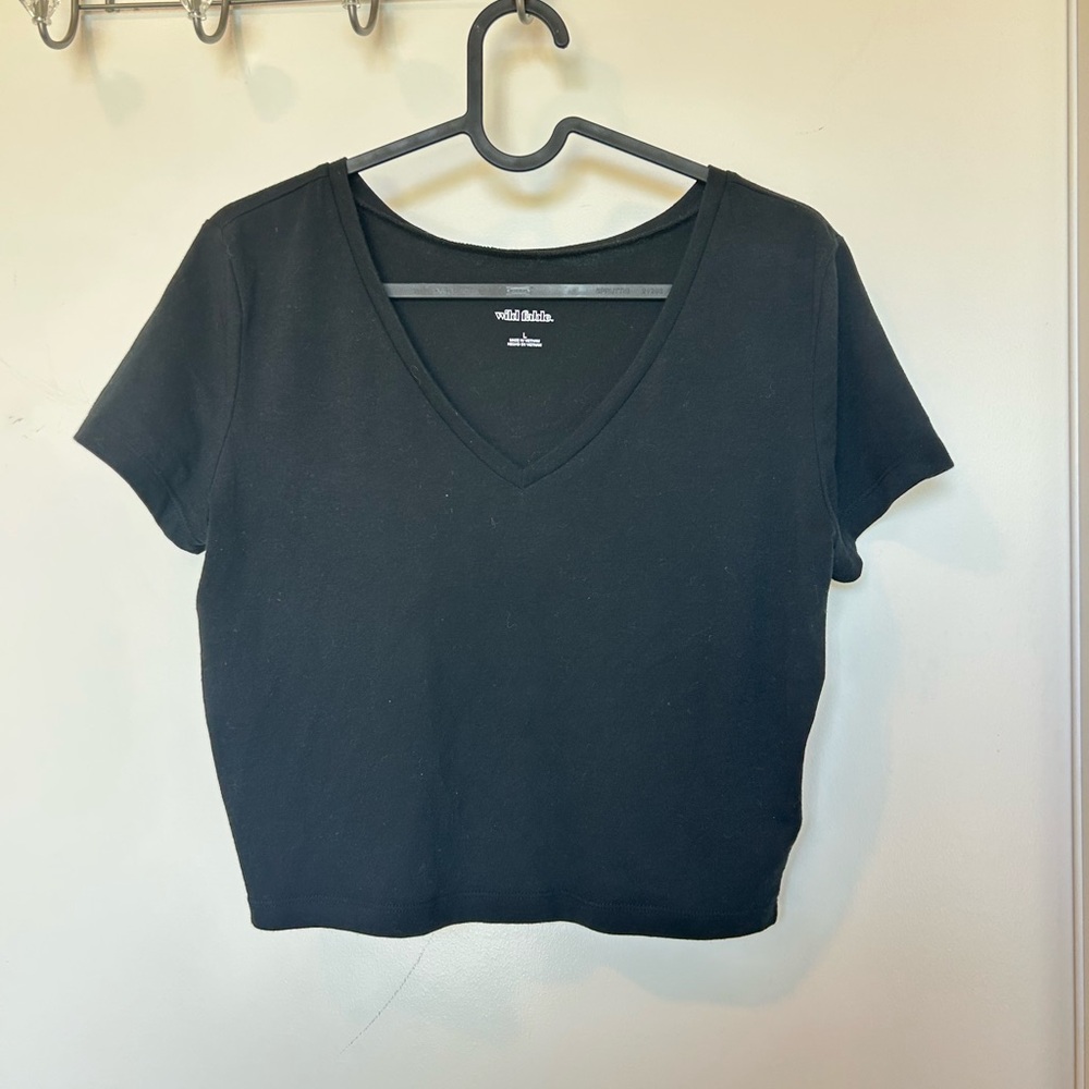 Wild Fable Black V-Neck Crop Top